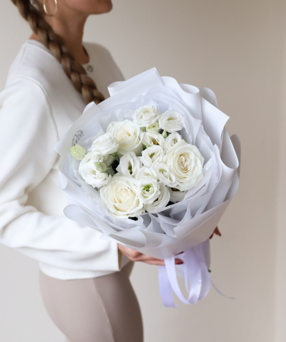 Дуобукет с лизиантусом и розами №1662