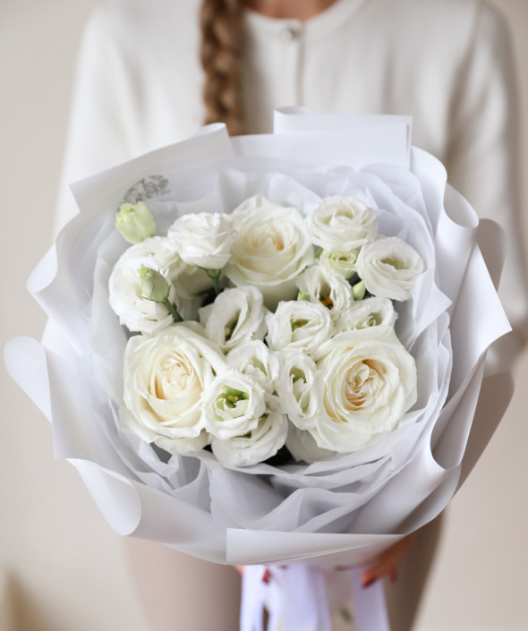 Дуобукет с лизиантусом и розами №1662