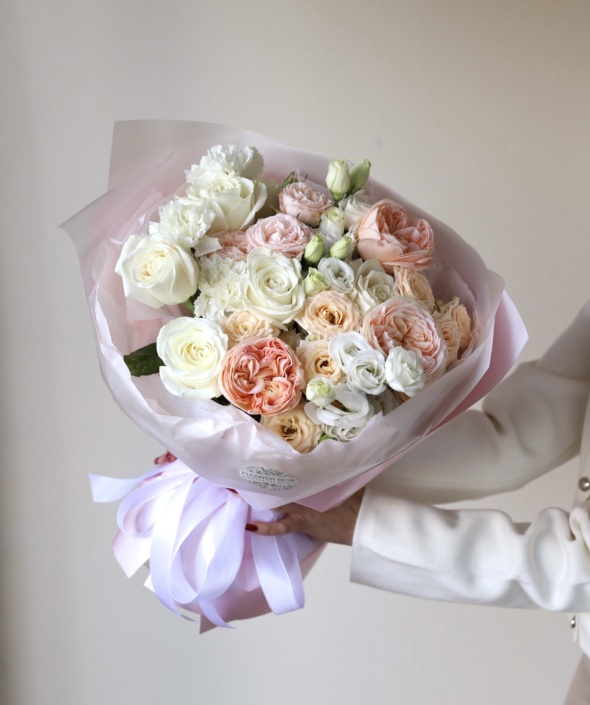 Нежный букет с садовыми розами №1964