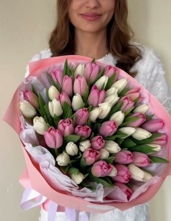 Нежный микс тюльпанов (51 шт) №2062