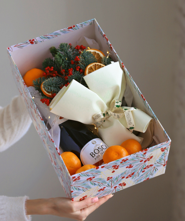Новогодний бокс с мандаринами №2134
