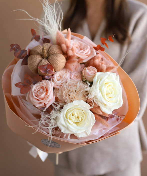 Осенний букет с декоративной тыквой №1974