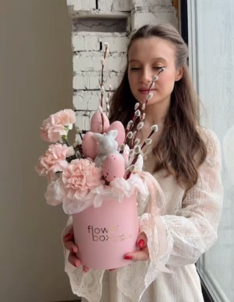 Пасхальная композиция в шляпной коробке №2149