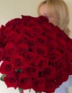 Розы красные в ленту (51 шт) №1724