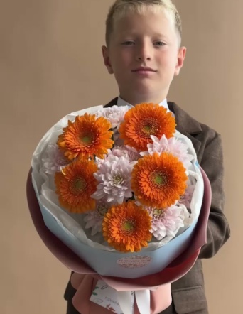 Яркие гермини с хризантемами №1951