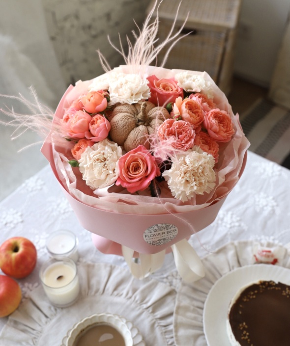 Яркий букет с тыквой №2117