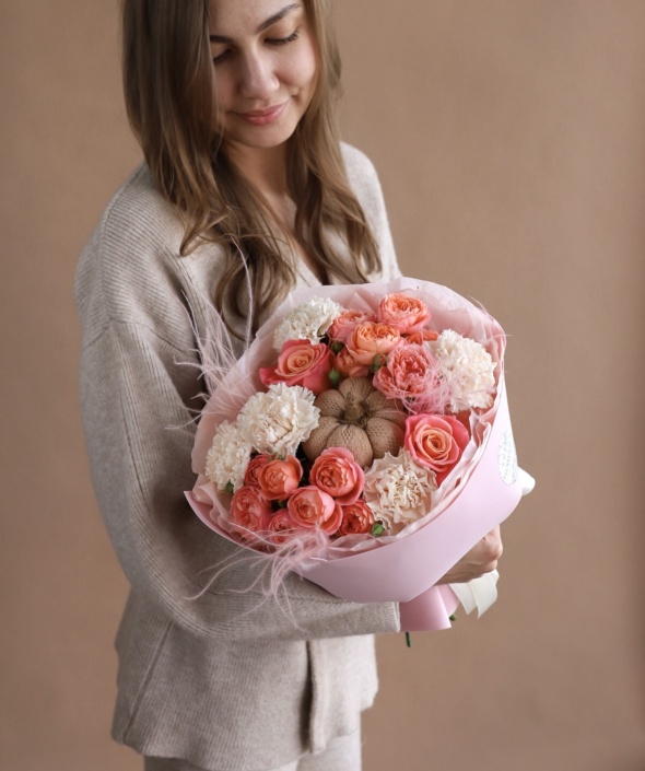 Яркий букет с тыквой №2117