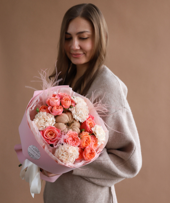 Яркий букет с тыквой №2117