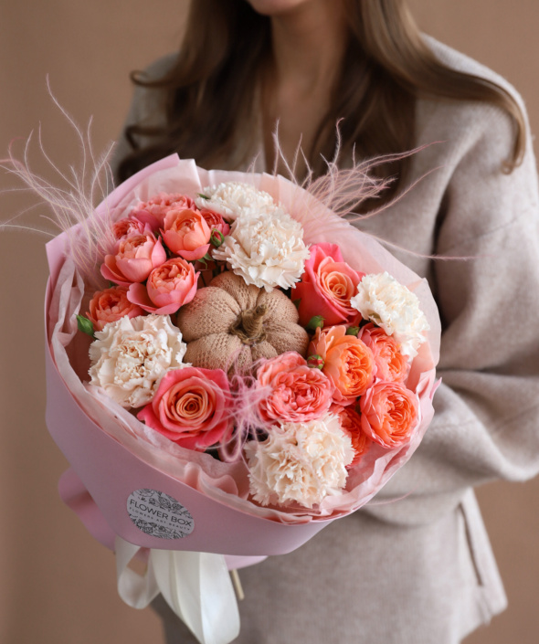 Яркий букет с тыквой №2117