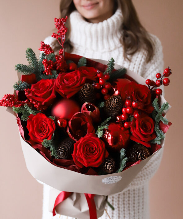 Яркий новогодний букет №2029